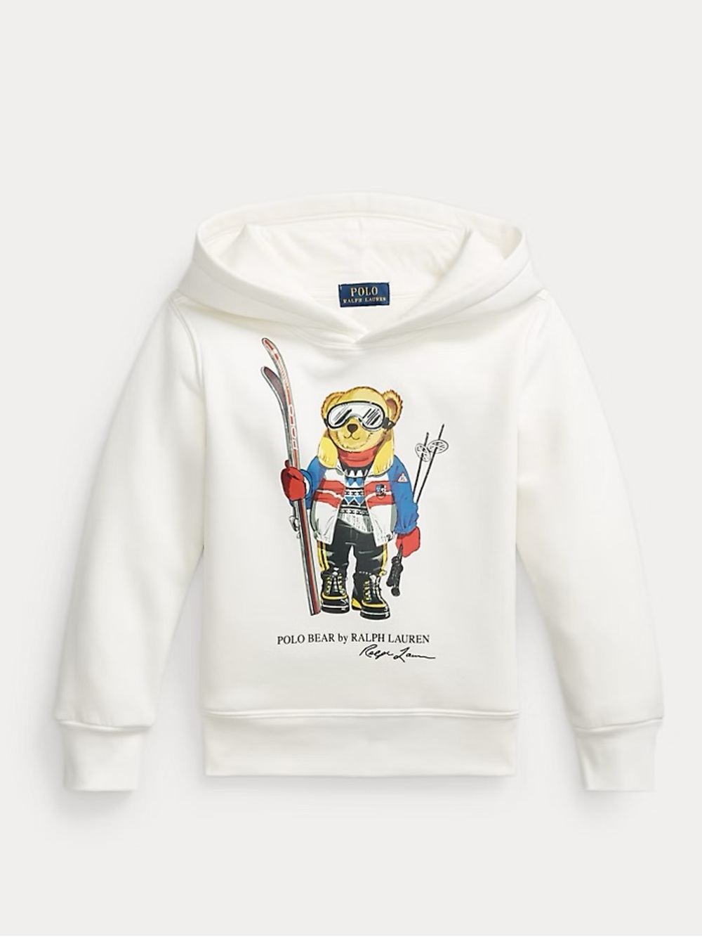 Polo by Ralph Lauren White Hoodie with Polo Bear Ski Graphic